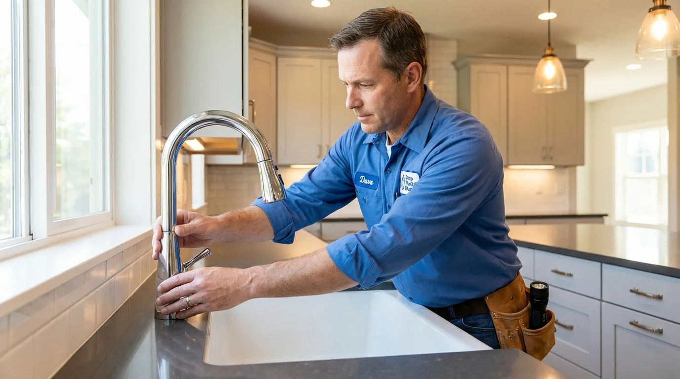 Kitchen faucet installation by Johns Plumbing LLC in Dracut